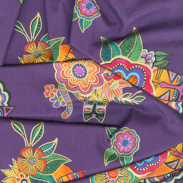 Fantasticats - Hidden Cats Dark Purple Metallic Yardage