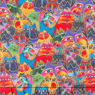 Fantasticats - Packed Cats Multi Color Metallic Yardage