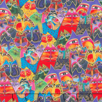 Fantasticats - Packed Cats Multi Color Metallic Yardage