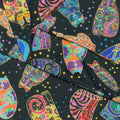 Fantasticats - Tossed Cats Black Metallic Yardage