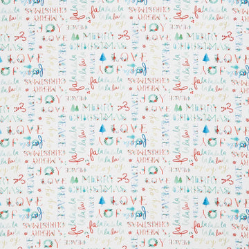 Santa Paws - Words White Yardage