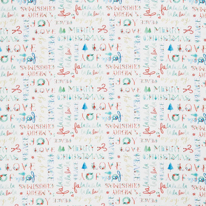 Santa Paws - Words White Yardage