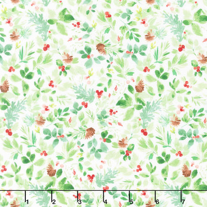 Santa Paws - Foliage White Yardage