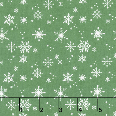 Santa Paws - Snowflakes Forest Yardage