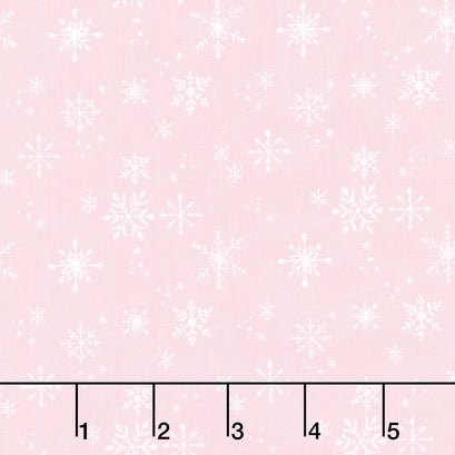 Santa Paws - Snowflakes Pink Yardage