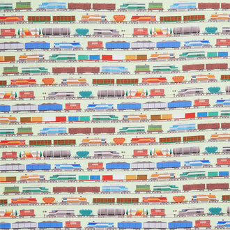Let's Go! - Trains Light Green Yardage