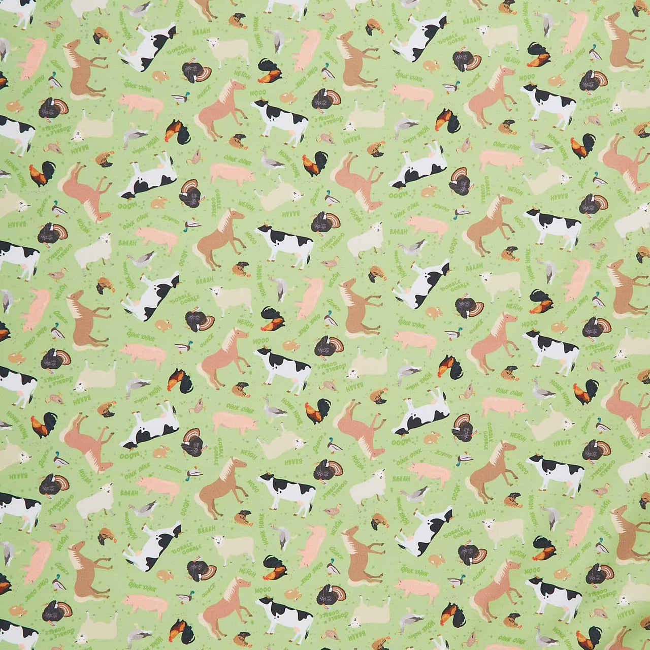 Let's Go! - Farm Animals Green Yardage