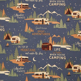 Living The Dream Flannel - Camping Light Navy Yardage