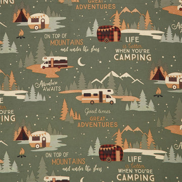 Living The Dream Flannel - Camping Light Forest Yardage