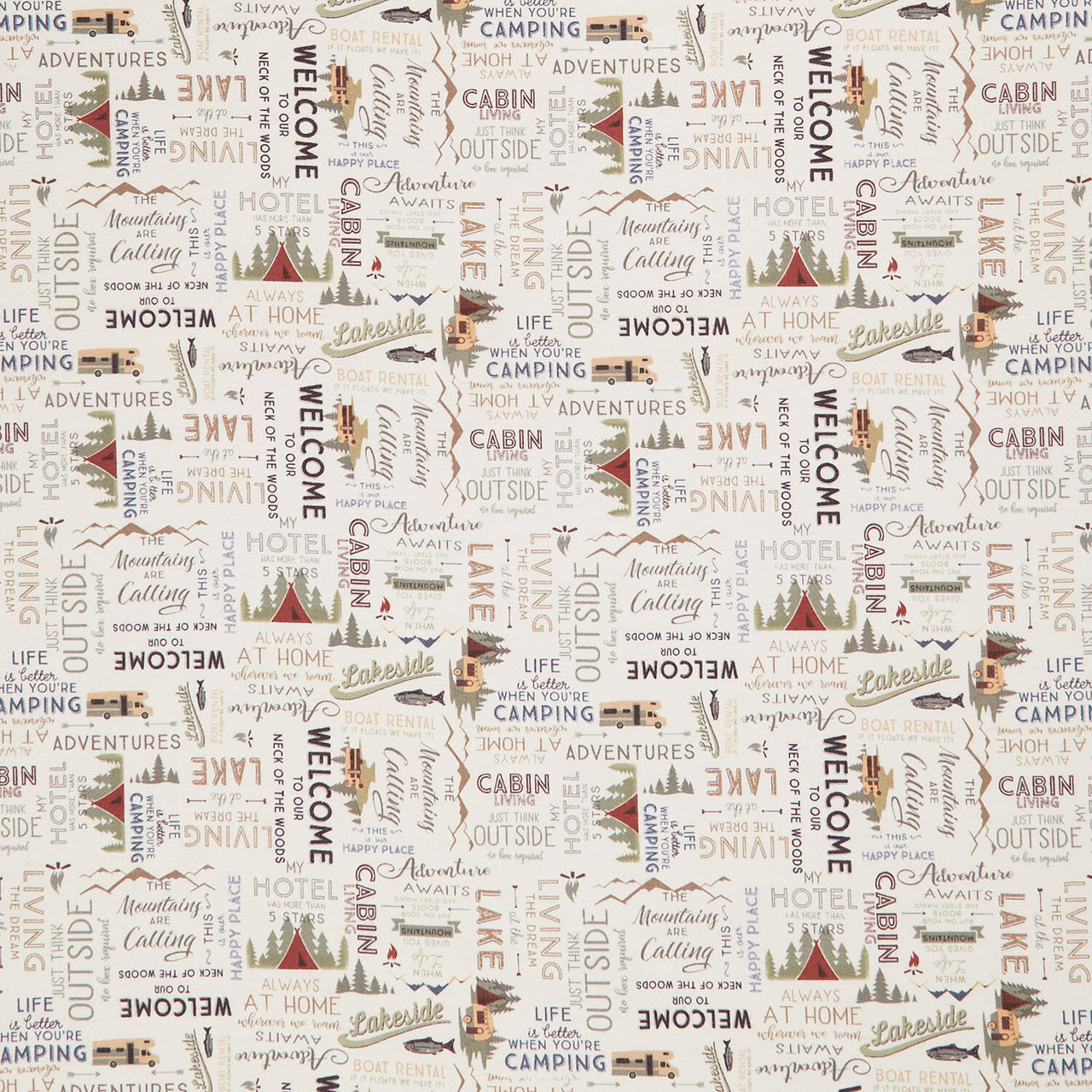 Living The Dream Flannel - Words Light Khaki Yardage