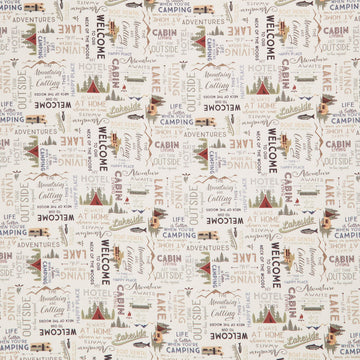 Living The Dream Flannel - Words Light Khaki Yardage