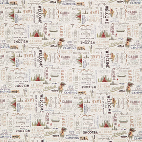 Living The Dream Flannel - Words Light Khaki Yardage