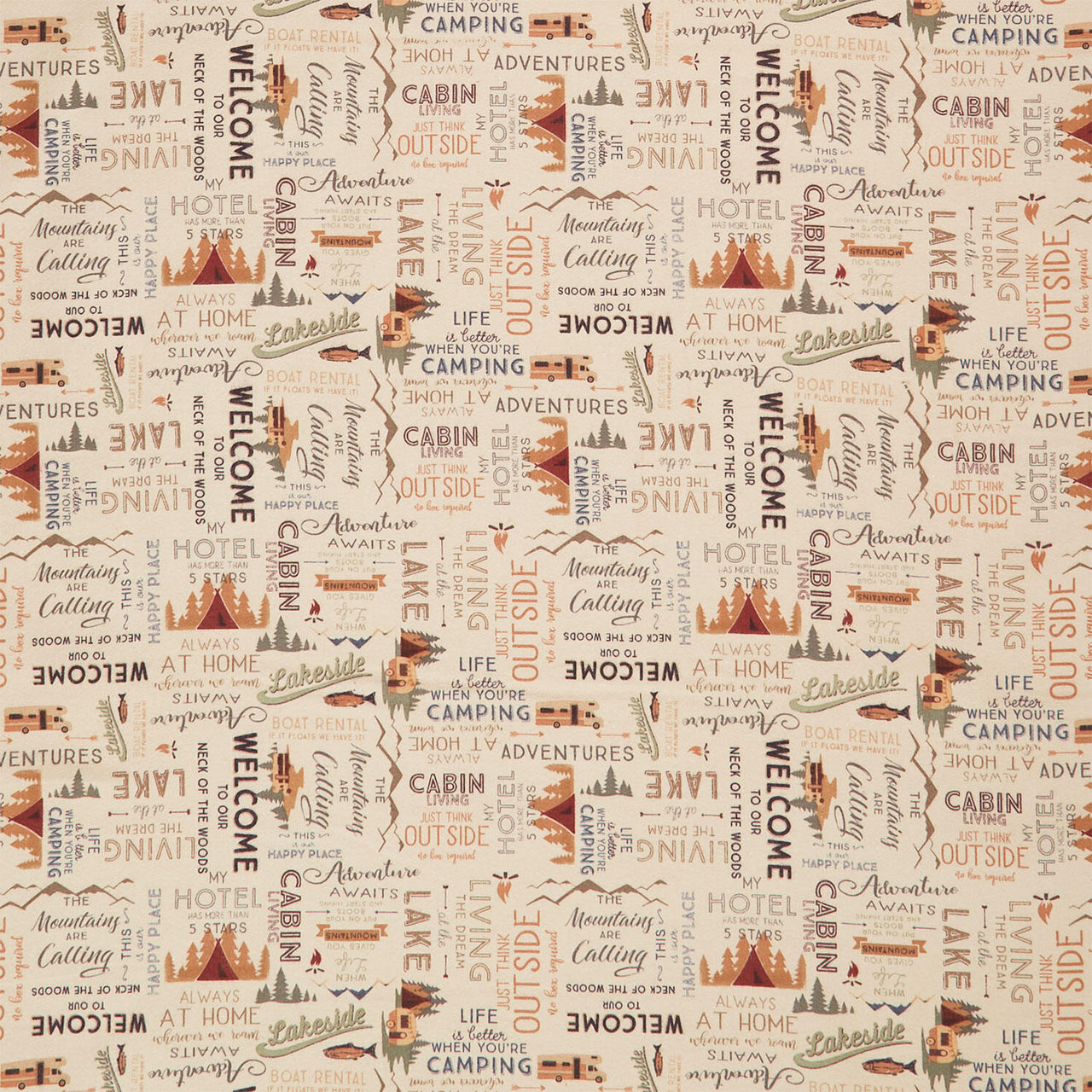 Living The Dream Flannel - Words Light Caramel Yardage