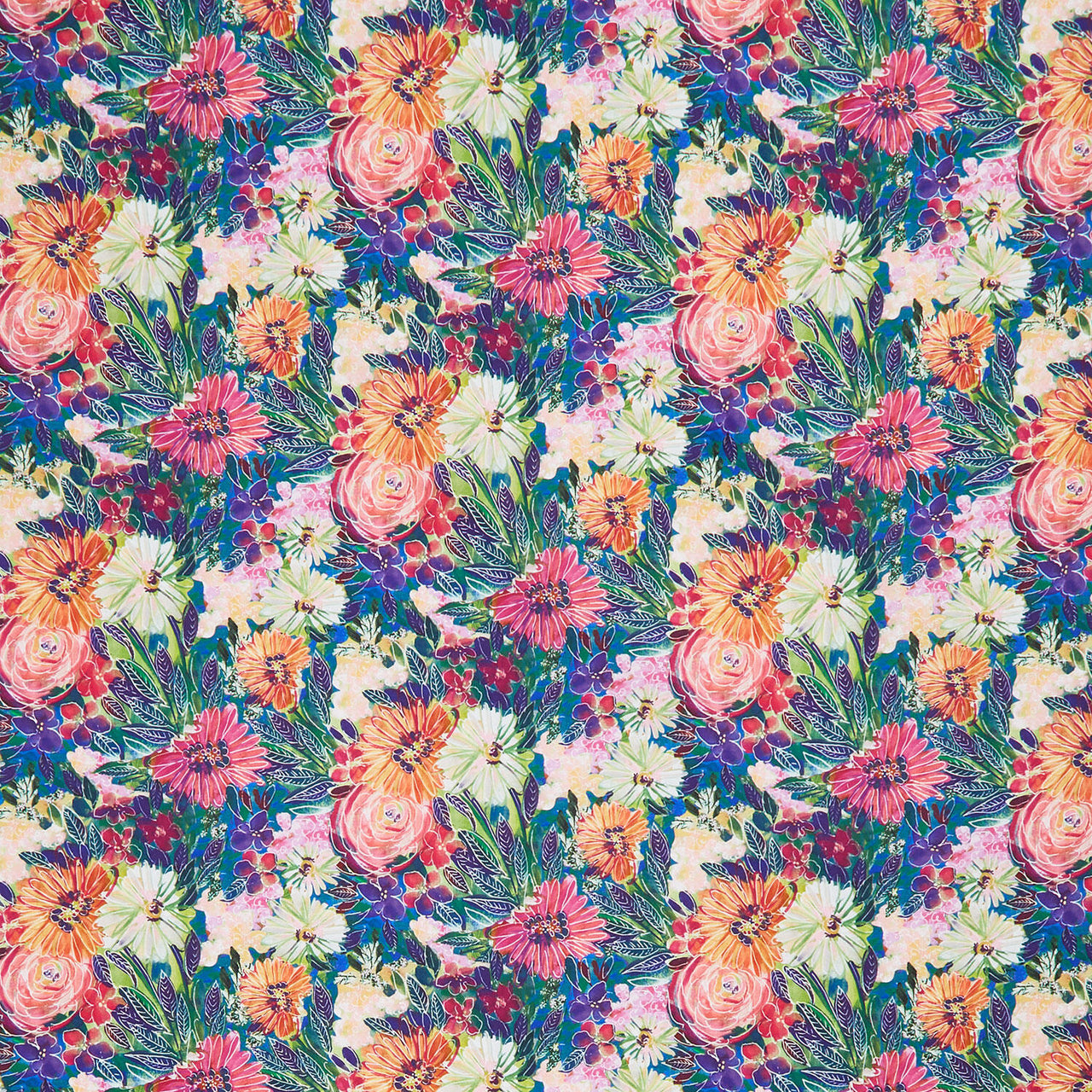 Sunset Meadow - Sketchy Floral Multi Color Yardage