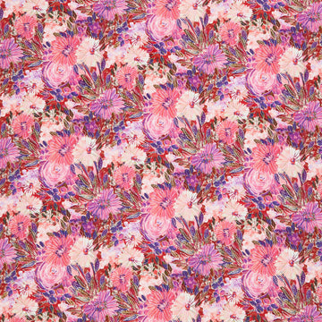 Sunset Meadow - Sketchy Floral Raspberry Yardage