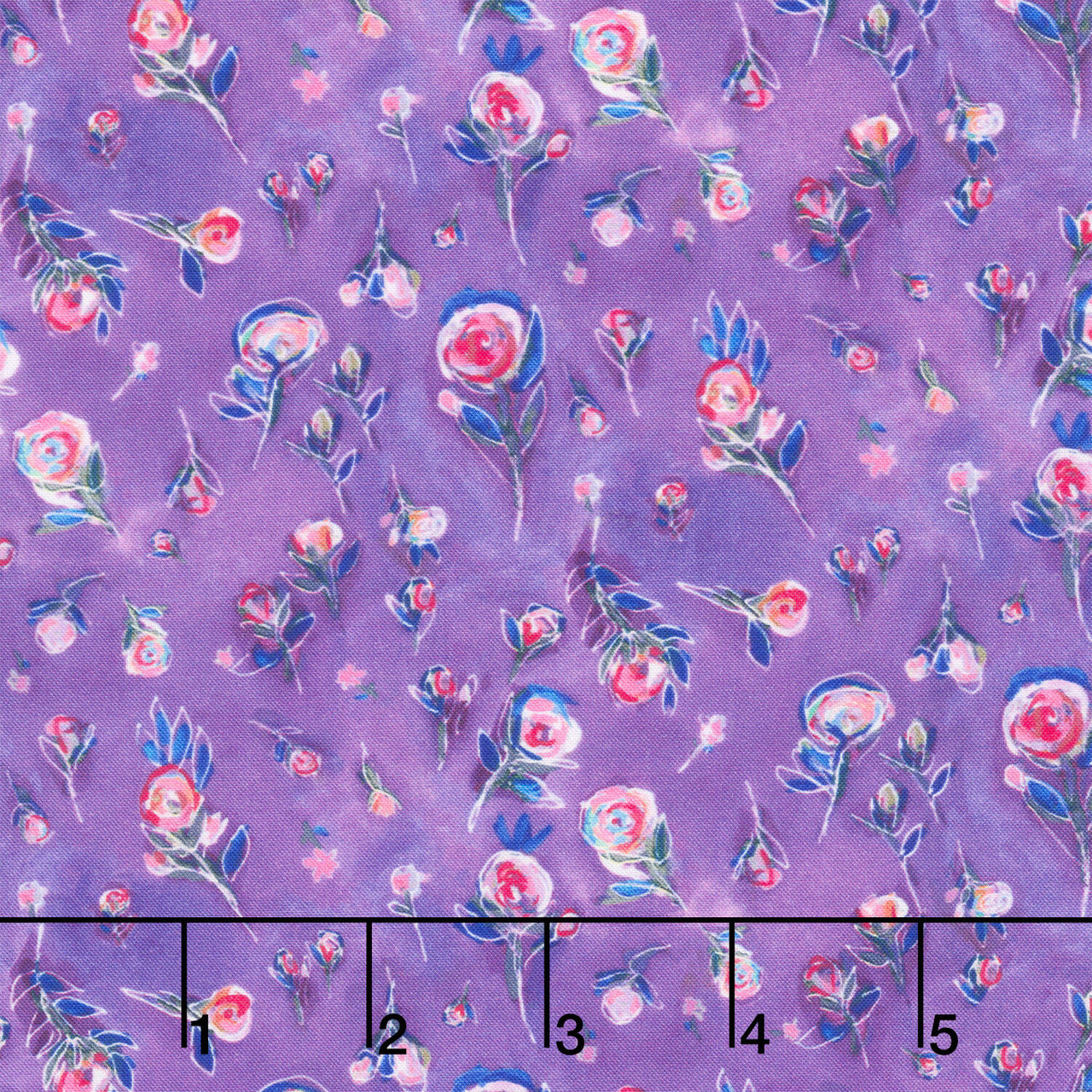 Sunset Meadow - Rosebuds Purple Yardage