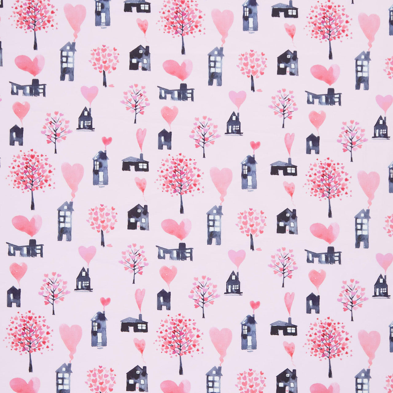 Love Matters - Houses Light Pink Yardage