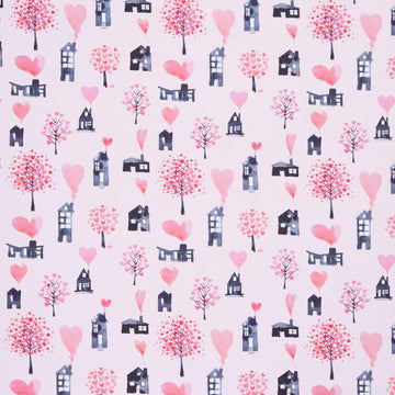 Love Matters - Houses Light Pink Yardage