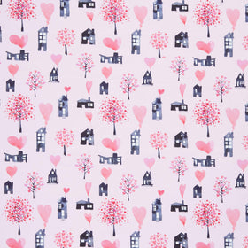 Love Matters - Houses Light Pink Yardage