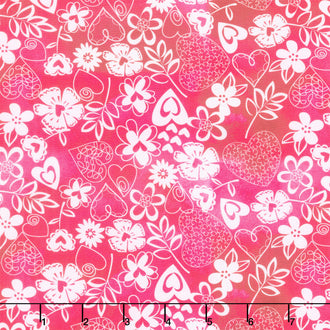 Love Matters - Lacey Floral Fuchsia Yardage