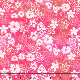 Love Matters - Lacey Floral Fuchsia Yardage