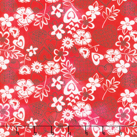 Love Matters - Lacey Floral Red Yardage