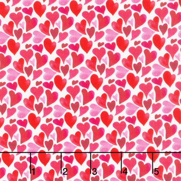 Love Matters - Curvy Hearts White Yardage