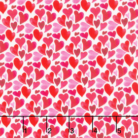 Love Matters - Curvy Hearts White Yardage