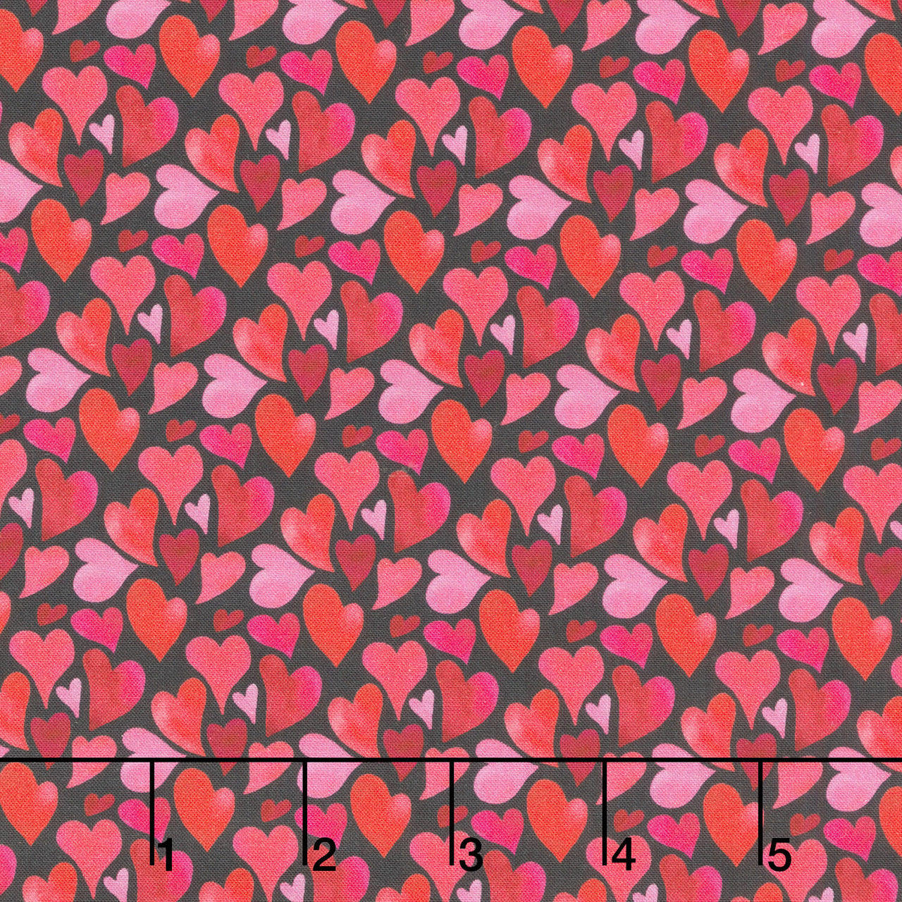 Love Matters - Curvy Hearts Black Yardage