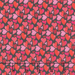 Love Matters - Curvy Hearts Black Yardage