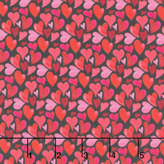 Love Matters - Curvy Hearts Black Yardage