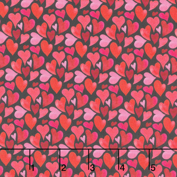 Love Matters - Curvy Hearts Black Yardage