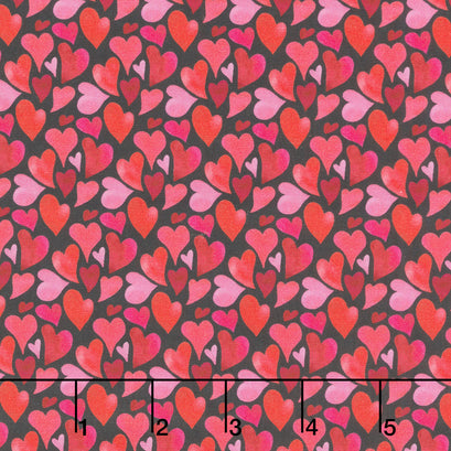 Love Matters - Curvy Hearts Black Yardage