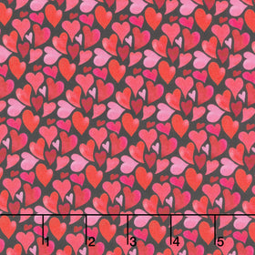 Love Matters - Curvy Hearts Black Yardage