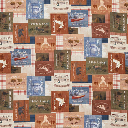 Lake & Lodge - Signs Multi Color Yardage