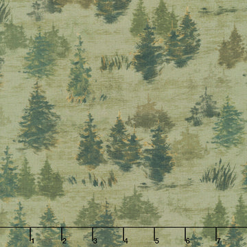 Lake & Lodge - Trees Olive Yardage