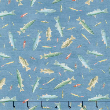 Lake & Lodge - Fish Denim Yardage