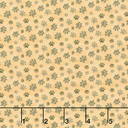 Homebodies - Paw Prints Gold Yardage