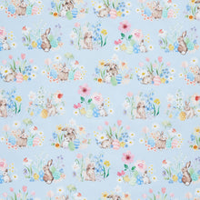 Spring Cheer - Rabbits Toile Light Denim Yardage