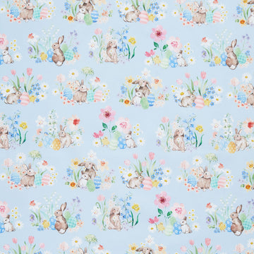 Spring Cheer - Rabbits Toile Light Denim Yardage