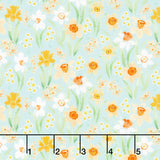 Spring Cheer - Daffodils Light Teal Yardage