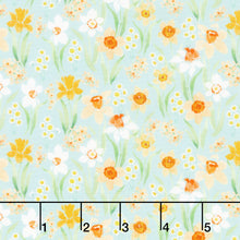 Spring Cheer - Daffodils Light Teal Yardage