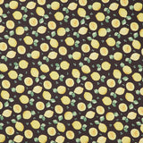 Lemon Zest - Tossed Lemons Black Yardage