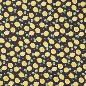 Lemon Zest - Tossed Lemons Black Yardage