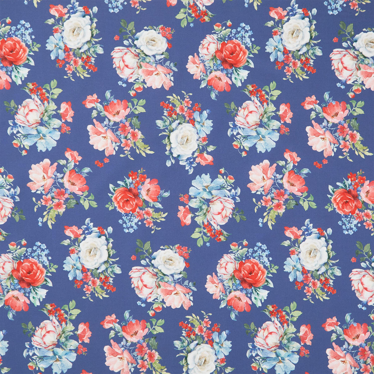 Americana - Tossed Bouquets Dark Denim Digitally Printed Yardage