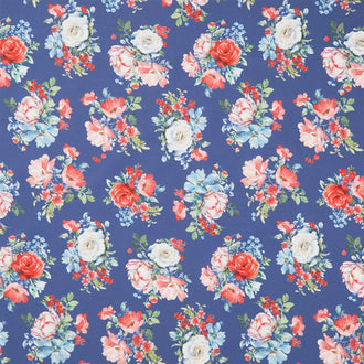 Americana - Tossed Bouquets Dark Denim Digitally Printed Yardage