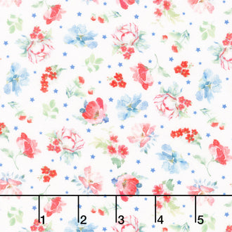 Americana - Medium Floral Light Cream Digitally Printed Yardage