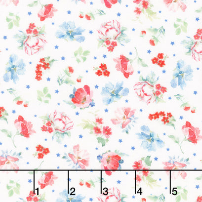 Americana - Medium Floral Light Cream Digitally Printed Yardage