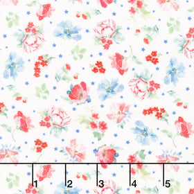Americana - Medium Floral Light Cream Digitally Printed Yardage