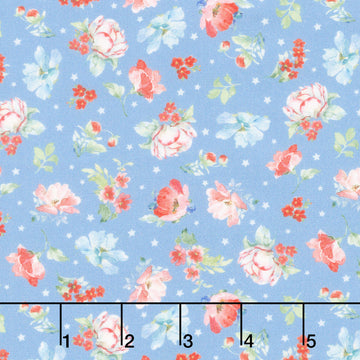 Americana - Medium Floral Denim Digitally Printed Yardage